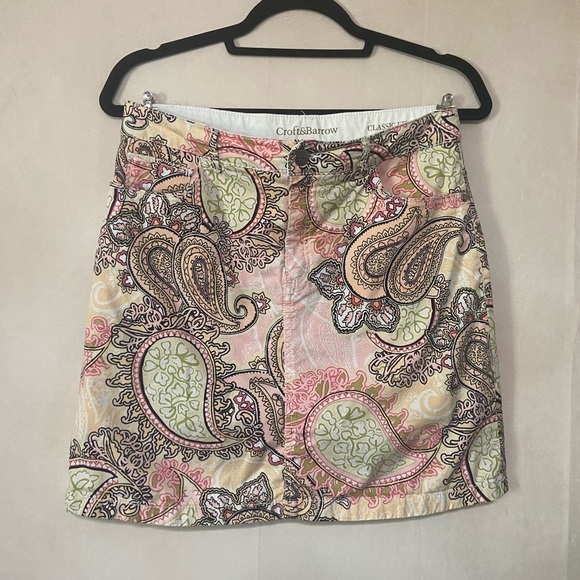 Croft & Borrow women's 6 paisley denim 5 pocket skirt preppy feminine EUC - Picture 2 of 7